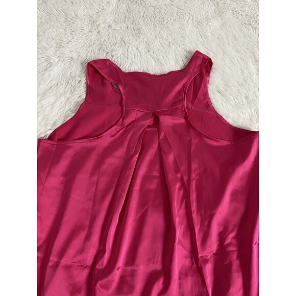 Ouslee Women Cami Tank Top Hot Pink Size M Satin Sleeveless Lose Fit Fuchsia - Picture 4 of 13